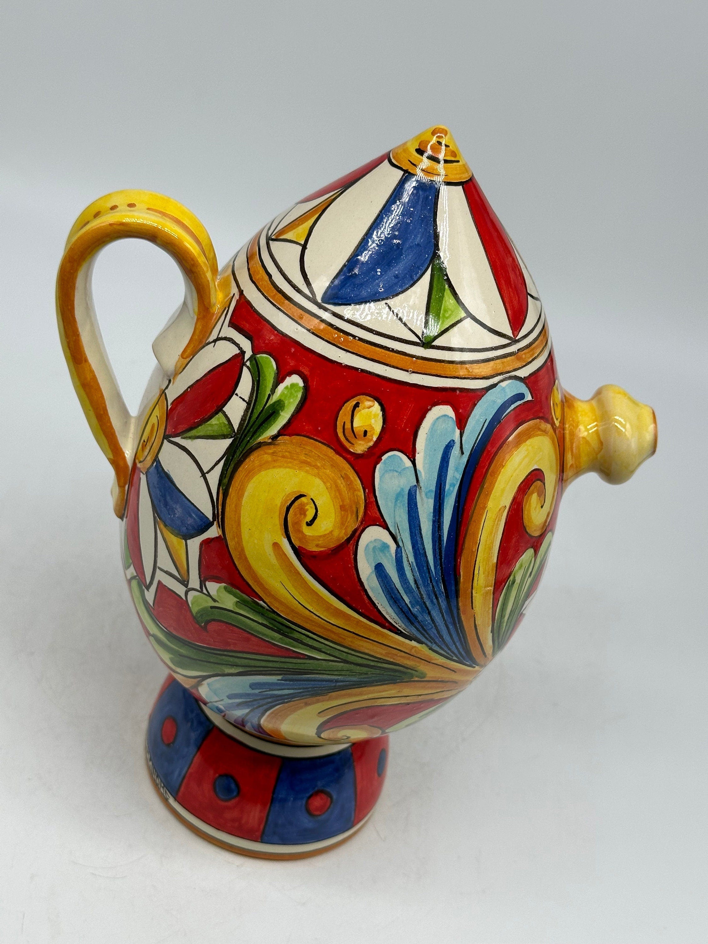 Brocca Tipica &quot;Bummulu Malandrino&quot; 1 Litro interamente fatto a mano Ceramica Caltagirone Decoro N.5