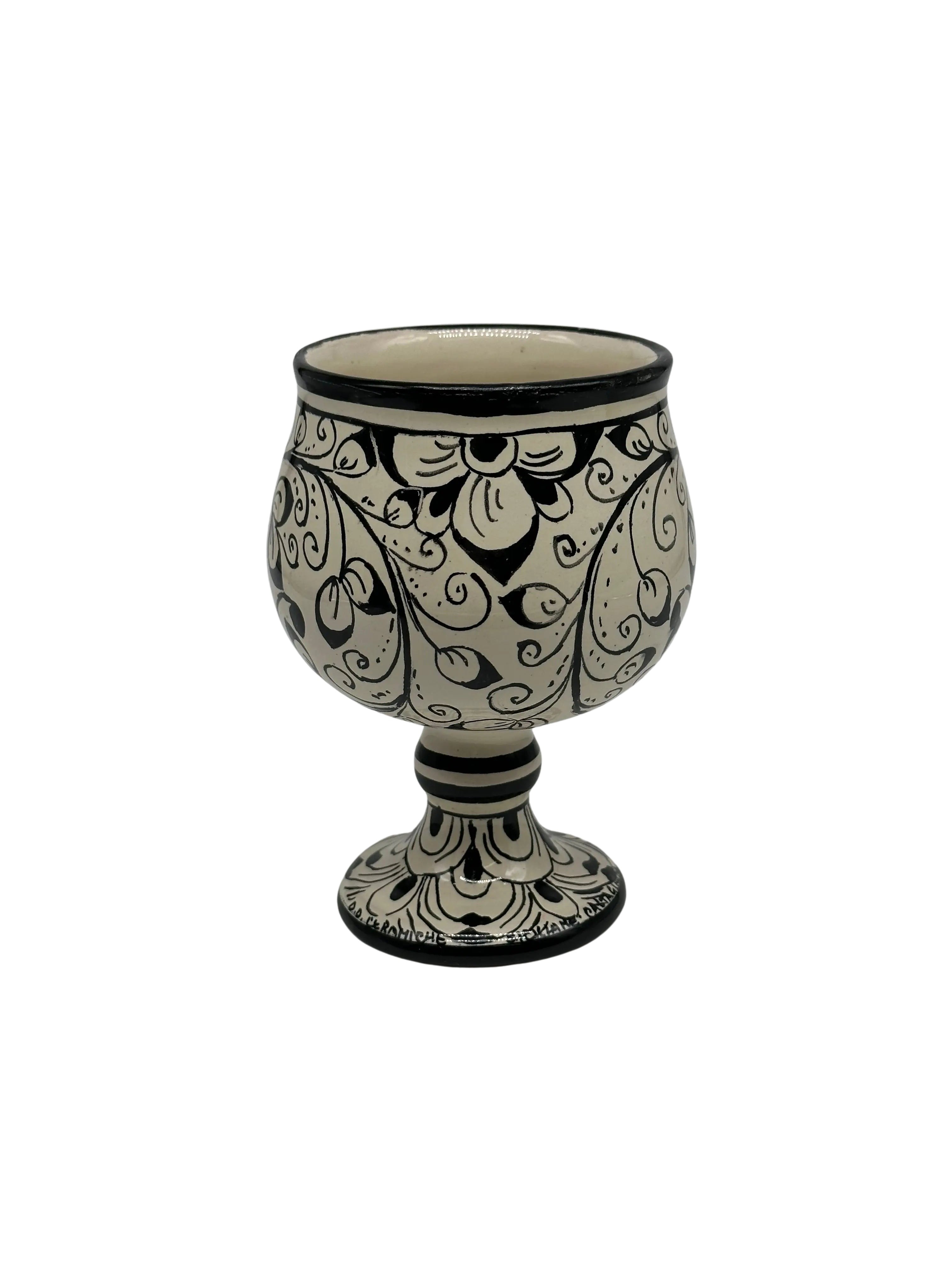 Calice Ceramica Caltagirone decorato a mano Soprammobile VARI COLORI DD CERAMICHE SICILIANE