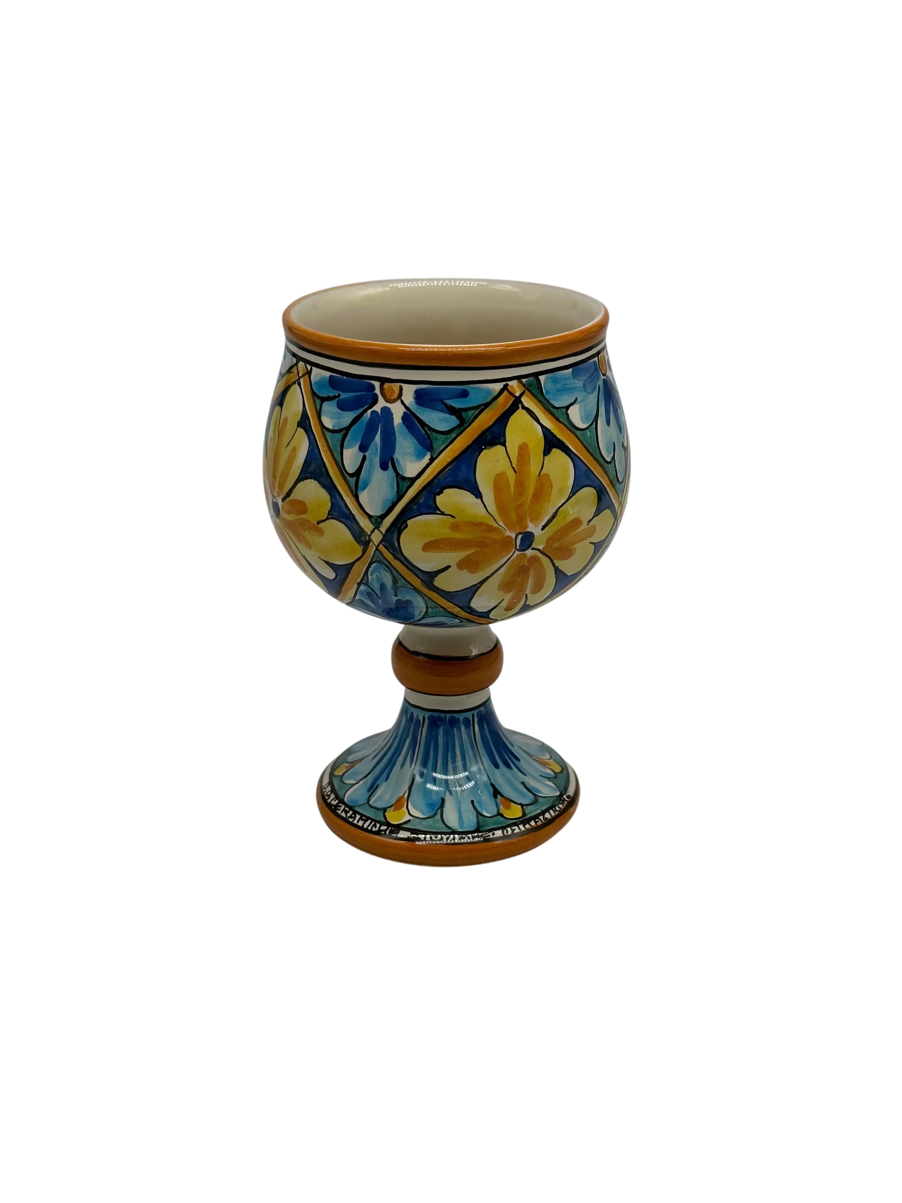 Calice Ceramica Caltagirone decorato a mano Soprammobile VARI COLORI DD CERAMICHE SICILIANE