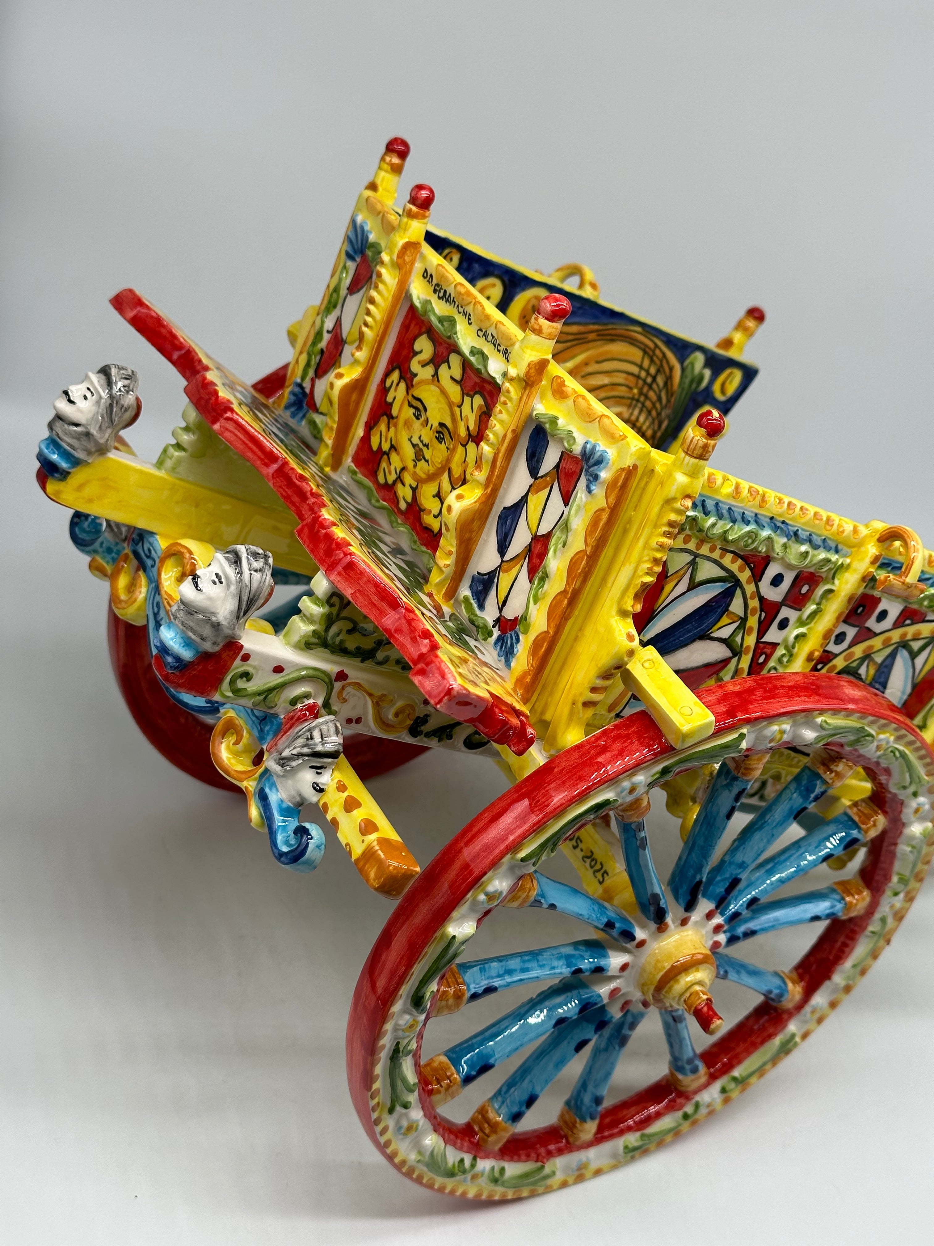 Carretto Siciliano Grande Ceramica Caltagirone 50cm Artigianale Decorato - OGGETTISTICA