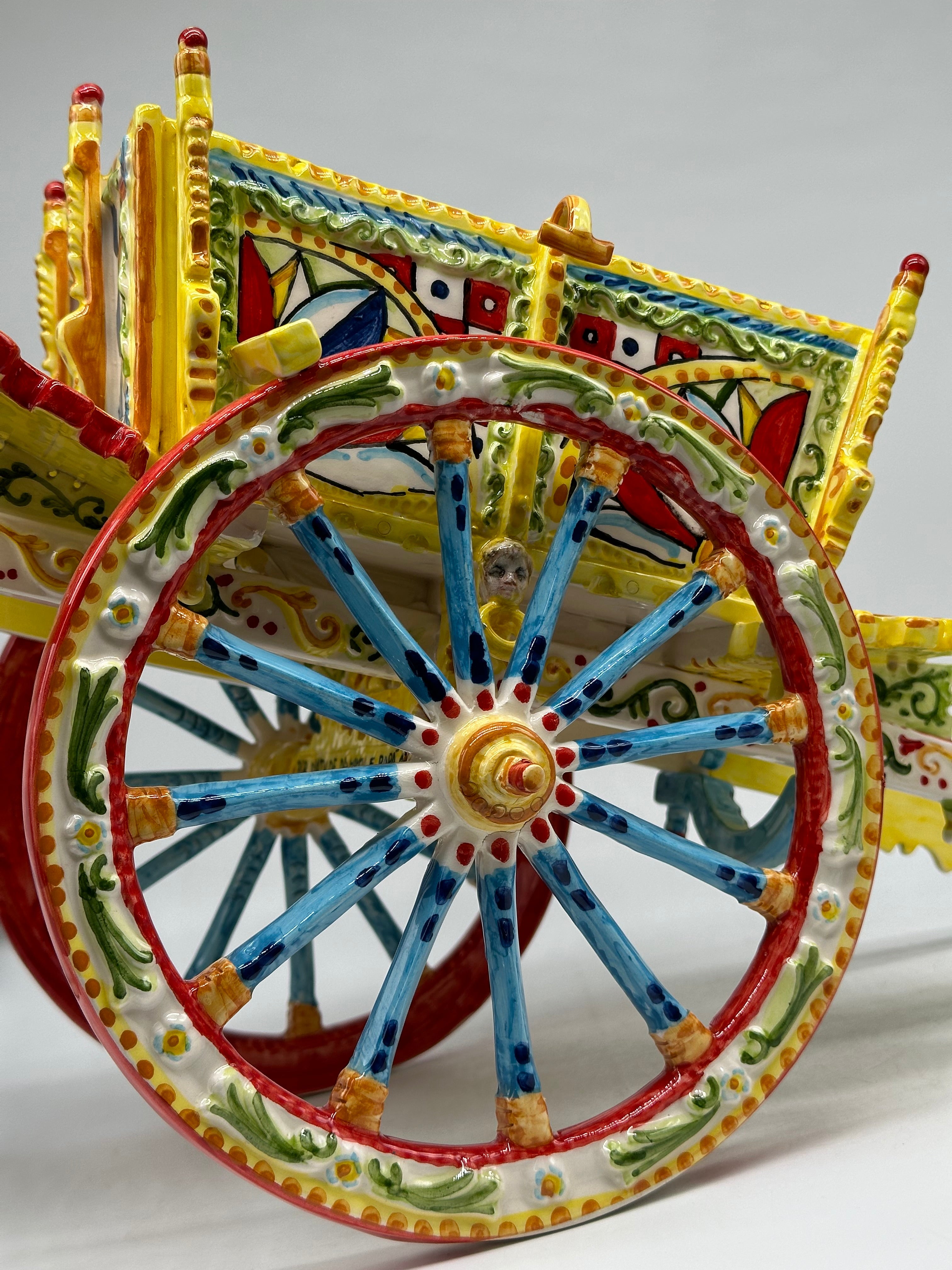 Carretto Siciliano Grande Ceramica Caltagirone 50cm Artigianale Decorato - OGGETTISTICA