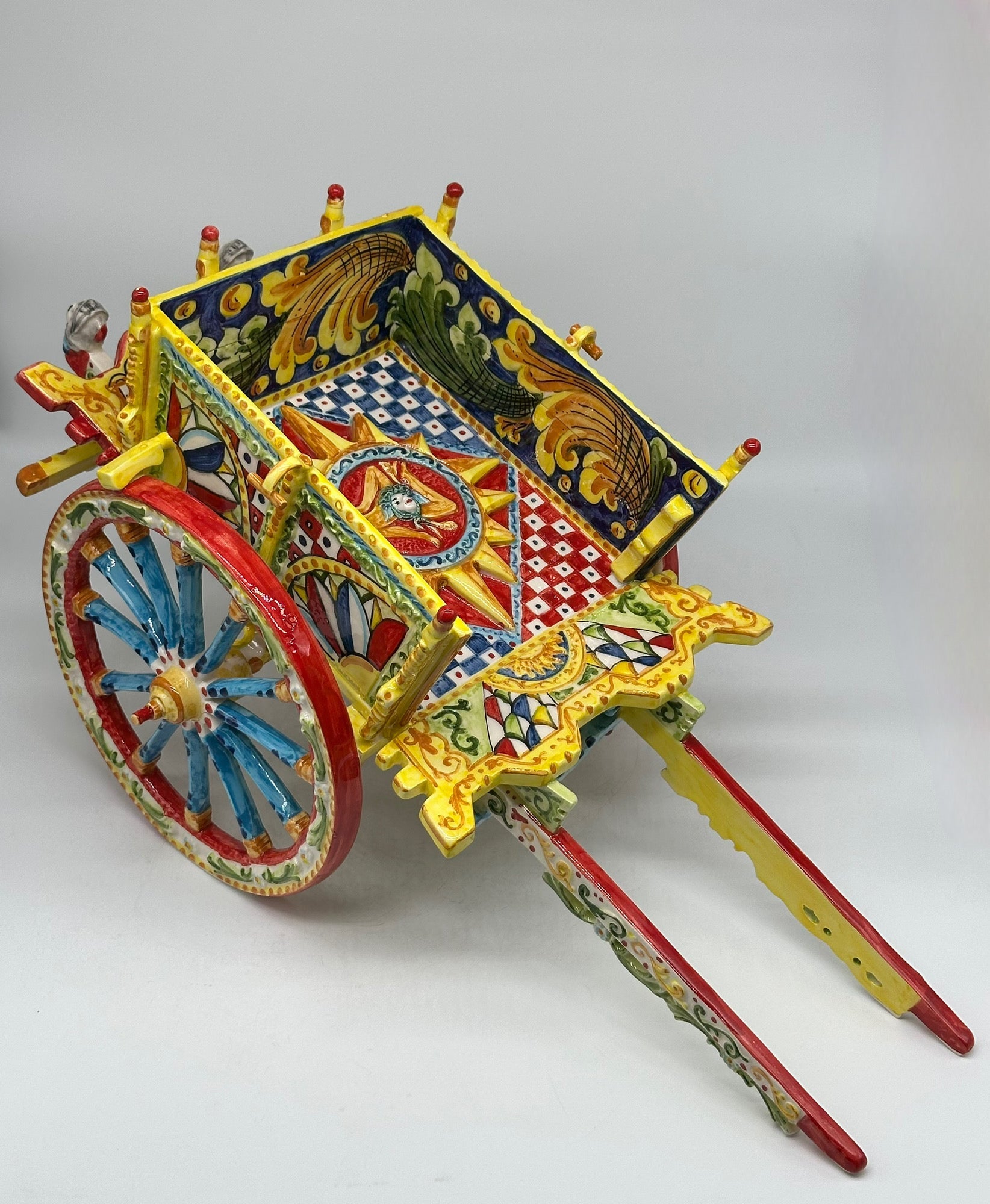 Carretto Siciliano Grande Ceramica Caltagirone 50cm Artigianale Decorato - OGGETTISTICA