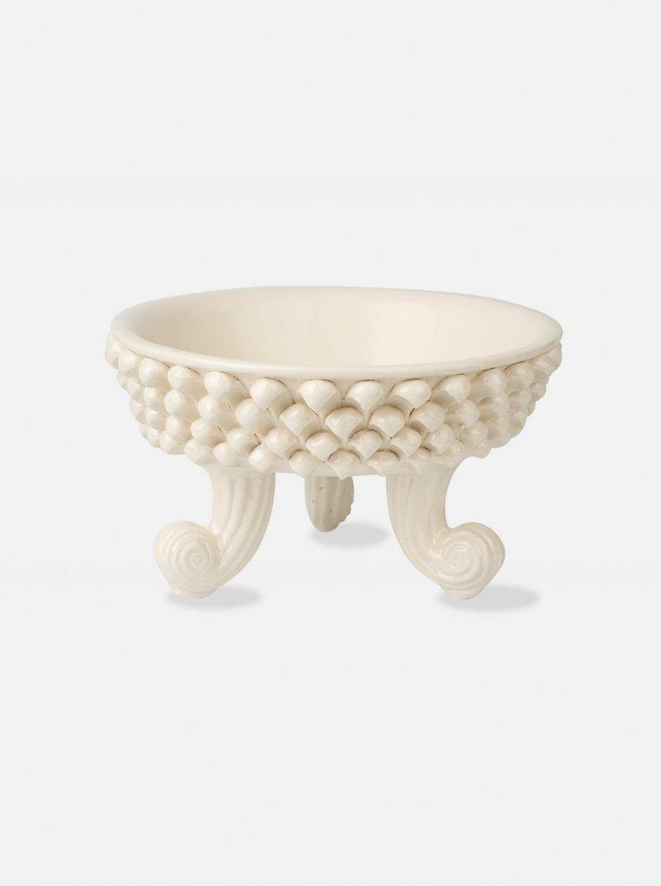 Centrotavola Pigna TDS Ceramica Caltagirone cm H.30 Artigianale Bianco Vietri - MEZZE PIGNE