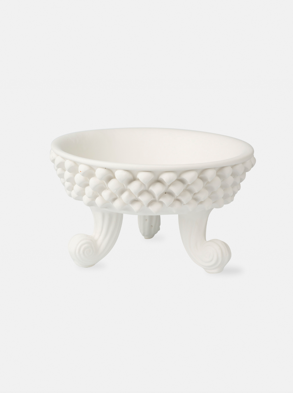 Centrotavola Pigna TDS Ceramica Caltagirone cm H.30 Artigianale Bianco Opaco - MEZZE PIGNE