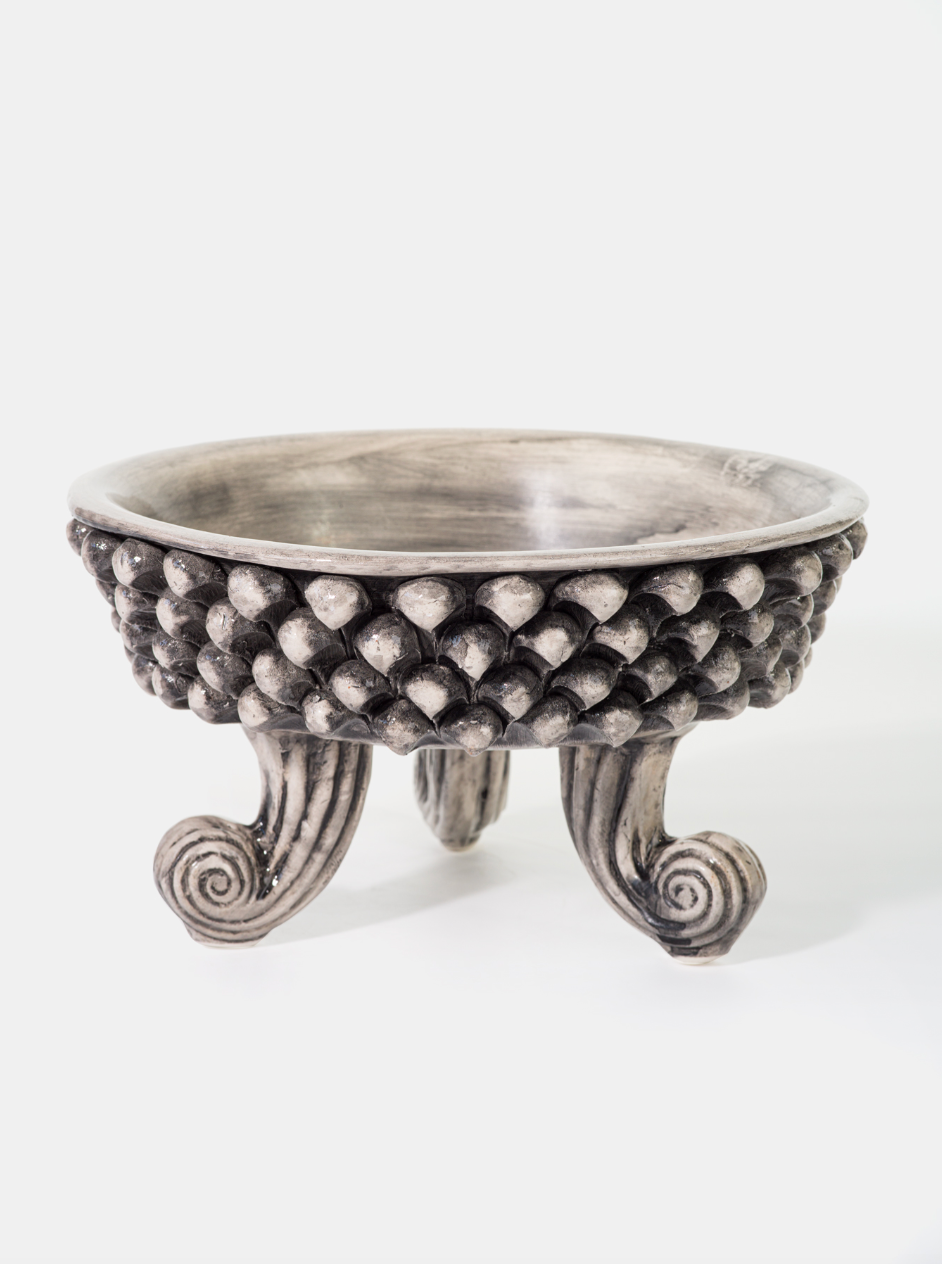 Centrotavola Pigna TDS Ceramica Caltagirone cm H.30 Artigianale Beige Ecru - MEZZE PIGNE