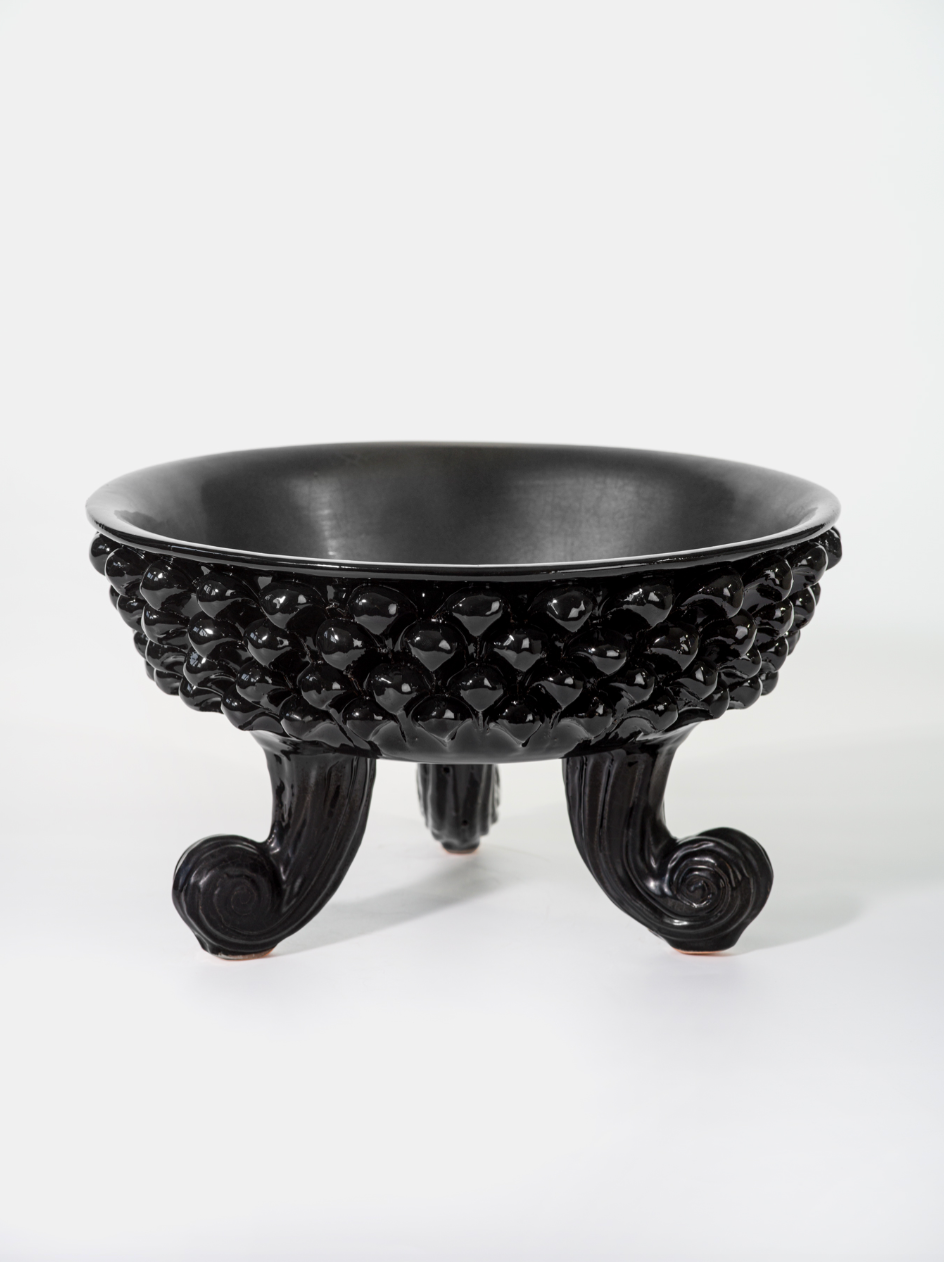 Centrotavola Pigna TDS Ceramica Caltagirone cm H.30 Artigianale Nero - MEZZE PIGNE