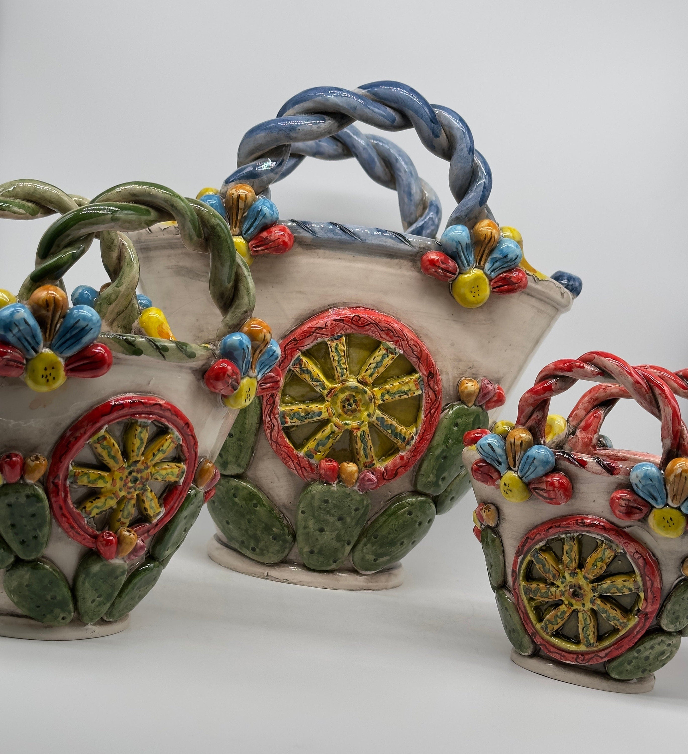 Coffa Siciliana Ceramica Caltagirone Artigianale Centrotavola Soprammobile Portaoggetti