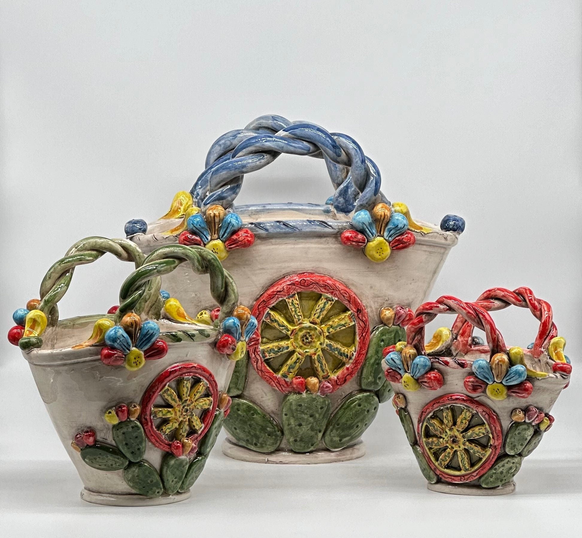 Coffa Siciliana Ceramica Caltagirone Artigianale Centrotavola Soprammobile Portaoggetti