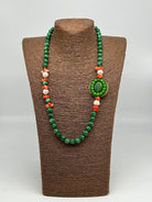 Collana Artigianale Pietre Verde, Corallo e Perle bianche V.2 DD CERAMICHE SICILIANE