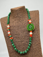 Collana Artigianale Pietre Verde, Corallo e Perle bianche V.2 DD CERAMICHE SICILIANE