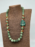 Collana Artigianale Pietre Verde, Corallo e Perle bianche V.4 DD CERAMICHE SICILIANE