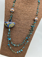 Collana Coffa Siciliana decorata Azzurro Ceramica di Caltagirone - COLLANA