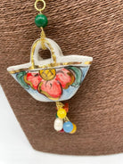 Collana Coffa Siciliana decorata Bianco Ceramica di Caltagirone - DD CERAMICHE SICILIANE