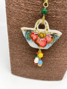 Collana Coffa Siciliana decorata Bianco Ceramica di Caltagirone - DD CERAMICHE SICILIANE