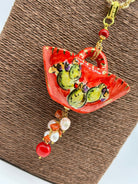 Collana Coffa Siciliana decorata Pale Fichi d’India Ceramica di Caltagirone BIJOUX