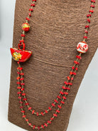 Collana Coffa Siciliana decorata Rosso Ceramica di Caltagirone - COLLANA