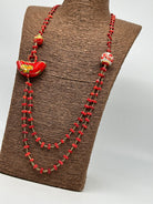 Collana Coffa Siciliana decorata Rosso Ceramica di Caltagirone - COLLANA