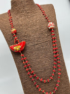 Collana Coffa Siciliana decorata Rosso Ceramica di Caltagirone - COLLANA