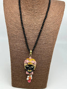 Collana di pietre nere Testa di Moro Ceramica di Caltagirone Turbante Rosa Decorato DD CERAMICHE SICILIANE
