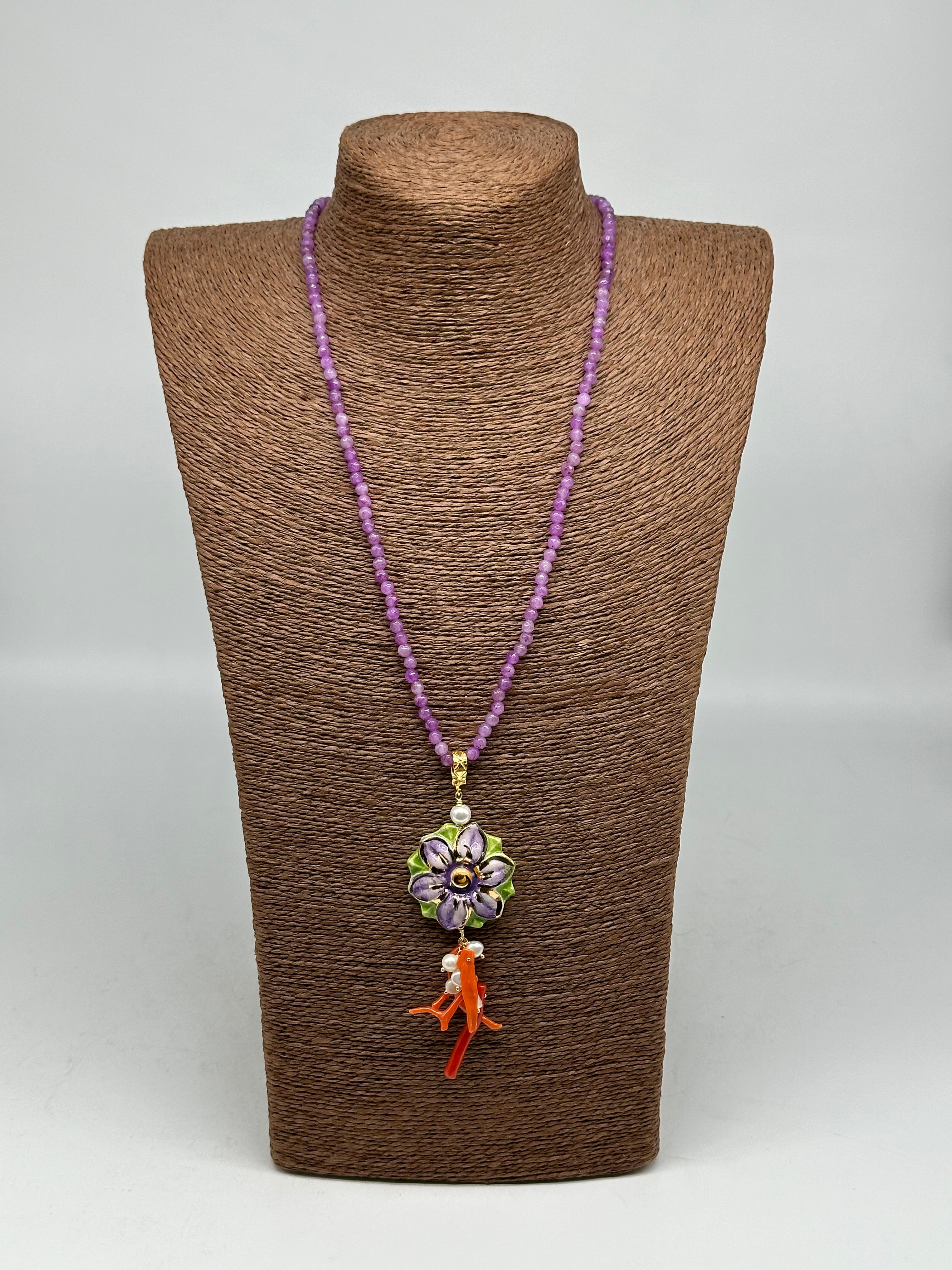 Collana Fiore Viola Ceramica di Caltagirone - BIJOUX