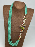Collana multifilo di Pietre Celeste ciondolo Sicilia perle e pietre - BIJOUX