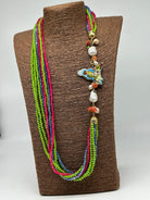 Collana Multifilo di Pietre colorate ciondolo Sicilia perle e pietre V.2 - BIJOUX