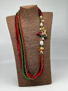 Collana Multifilo di Pietre colorate ciondolo Sicilia perle e pietre V.3 - BIJOUX