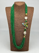 Collana Multifilo di Pietre Verde ciondolo Sicilia perle e pietre V.2 - BIJOUX