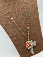 Collana Pesce in Ceramica di Caltagirone pietre catena dorata V.3 - COLLANA