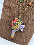 Collana Pesce in Ceramica di Caltagirone pietre catena dorata V.3 - COLLANA