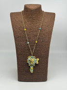 Collana Pesce in Ceramica di Caltagirone pietre catena dorata V.4 - COLLANA