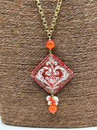 Collana Piastrella Ceramica di Caltagirone catena dorata con pietre V.2 - COLLANA