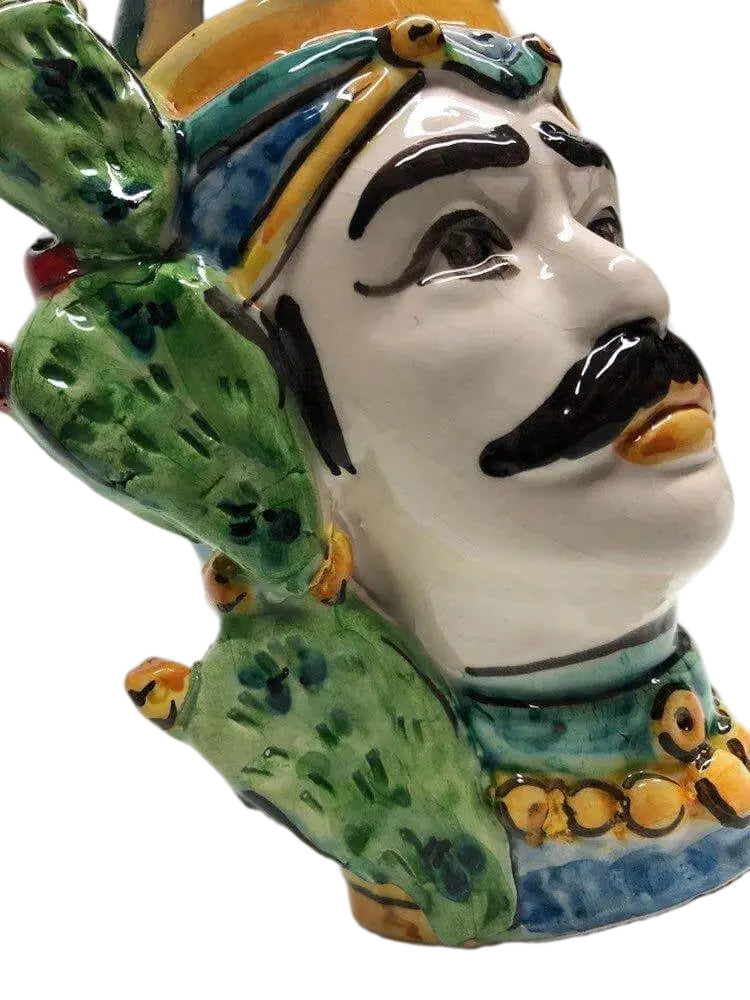 Teste di Moro Fichi d'India Ceramica Caltagirone cm H.15 L.9 Artigianale - DD CERAMICHE SICILIANE