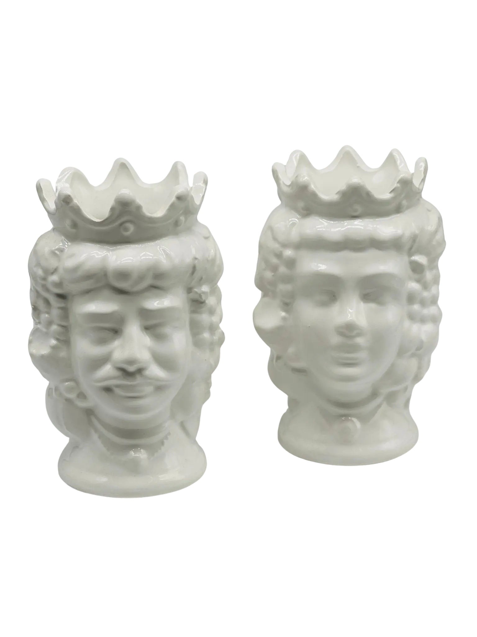 Coppia Teste di Moro Kalat Frutta Ceramica Caltagirone cm H.14 L.9 Artigianale VARI COLORI - Bianco - TESTA DI MORO