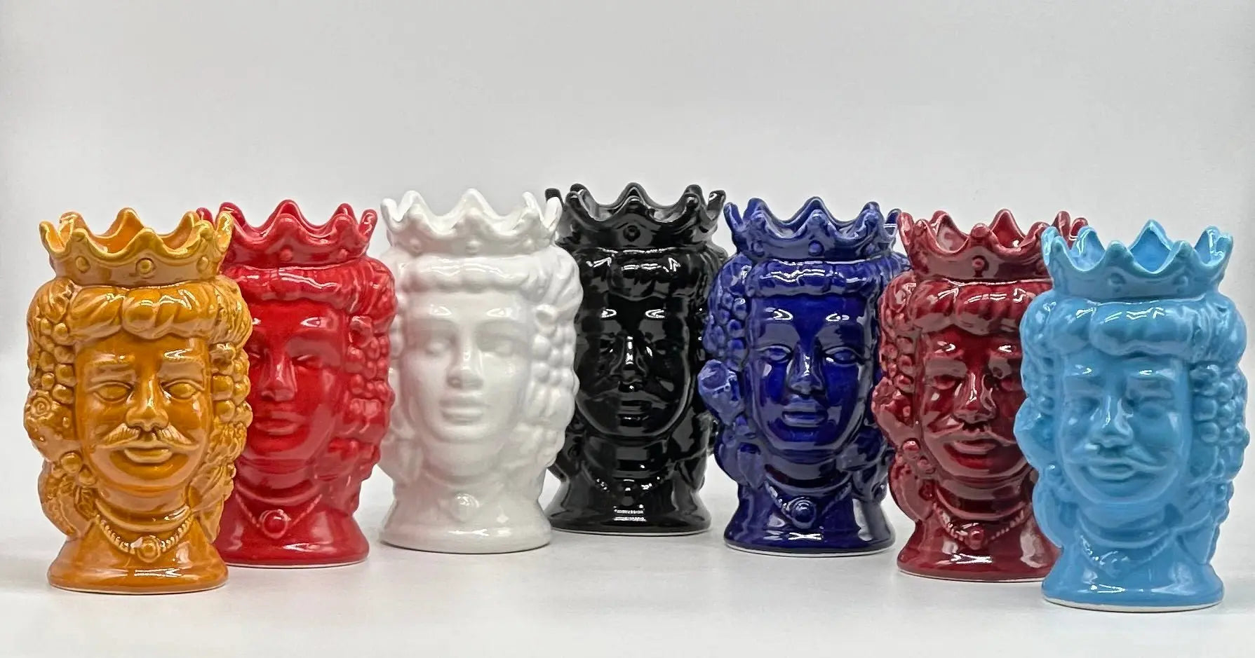 Coppia Teste di Moro Kalat Frutta Ceramica Caltagirone cm H.14 L.9 Artigianale VARI COLORI - TESTA DI MORO