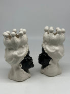 Coppia Teste di Moro Luis Ceramica Caltagirone cm H.17 L.9 Artigianale Bianco Nero - TESTE DI MORO