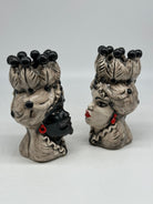 Coppia Teste di Moro Luis Ceramica Caltagirone cm H.17 L.9 Artigianale Beige Sfere Nero - TESTE DI MORO