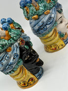 Coppia Teste di Moro Seicento Ceramica Caltagirone cm H.20 L.12 Artigianale VARI COLORI DD CERAMICHE SICILIANE