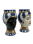 Coppia Teste di Moro Token Ceramica Caltagirone cm H.14 L.8 Artigianale VARI COLORI DD CERAMICHE SICILIANE