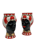 Coppia Teste di Moro Token Ceramica Caltagirone cm H.14 L.8 Artigianale VARI COLORI DD CERAMICHE SICILIANE