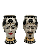 Coppia Teste di Moro Token Ceramica Caltagirone cm H.14 L.8 Artigianale VARI COLORI DD CERAMICHE SICILIANE