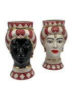 Coppia Teste di Moro Token Ceramica Caltagirone cm H.23 L.12 Artigianale VARI COLORI DD CERAMICHE SICILIANE