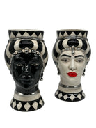 Coppia Teste di Moro Token Ceramica Caltagirone cm H.23 L.12 Artigianale VARI COLORI DD CERAMICHE SICILIANE