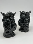 FINE SERIE - Coppia Teste di Moro Afro Frutta Ceramica Caltagirone cm H.18 L.12 Artigianale Grigio Scuro - TESTE DI MORO