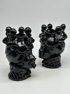 FINE SERIE - Coppia Teste di Moro Zefiro Ceramica Caltagirone cm H.20 L.13 Artigianale Nero - Donna - TESTE DI MORO
