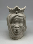 FINE SERIE - Testa di Moro Afro Donna Ceramica Caltagirone cm H.25 L.17 Artigianale Bianco - Donna - TESTE DI MORO