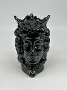 FINE SERIE - Testa di Moro Afro Frutta Uomo Ceramica Caltagirone cm H.18 L.12 Artigianale Nero - TESTE DI MORO