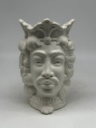 FINE SERIE - Testa di Moro Afro Frutta Uomo Ceramica Caltagirone cm H.18 L.12 Artigianale Bianco Opaco - TESTE DI MORO