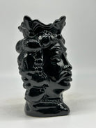 FINE SERIE - Testa di Moro Afro Frutta Uomo Ceramica Caltagirone cm H.18 L.12 Artigianale Nero - TESTE DI MORO