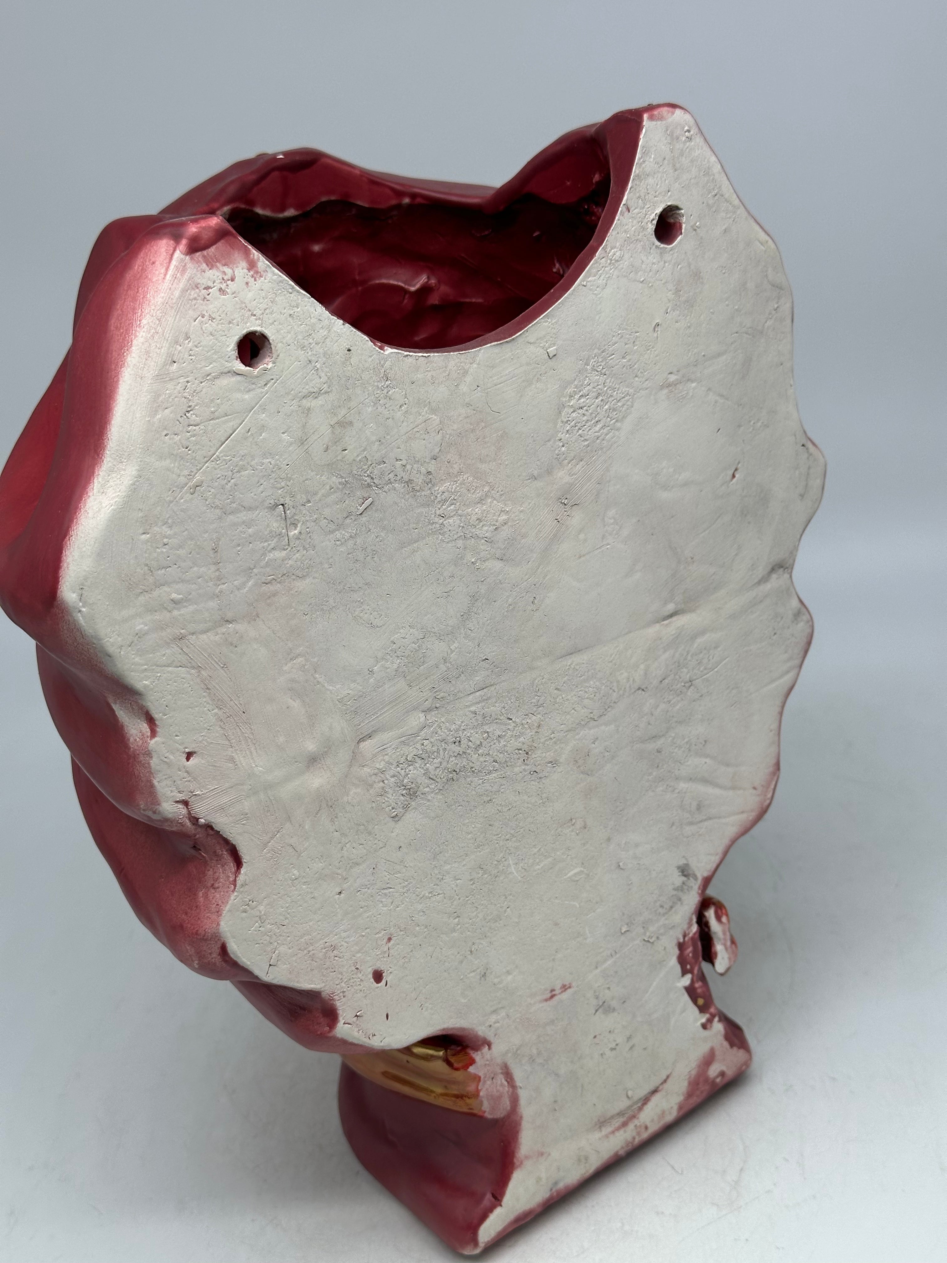 FINE SERIE - Testa di Moro Applique Atena Donna Ceramica Caltagirone cm H.30 L.23 Artigianale Bordeaux - TESTE DI MORO